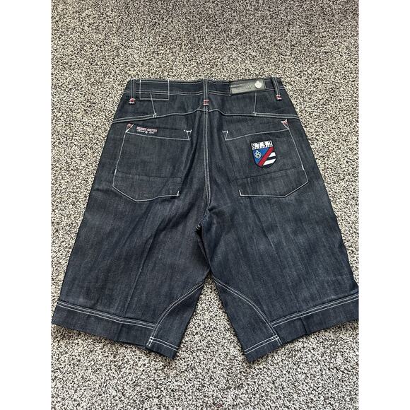 EIGHT 732 Embroidered Men’s 36x13 Baggy Skater Blue Jean Denim Shorts Hip HopYS - Picture 1 of 10